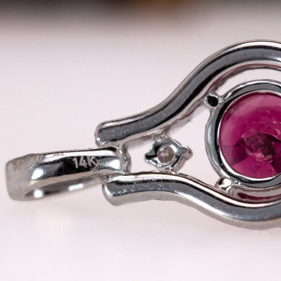 Rubellite Tourmaline Pendant in 14K Solid Gold with Natural Diamonds - Picture 9 of 9